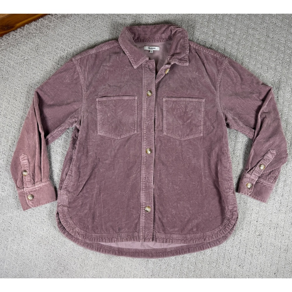 Madewell Womens Corduroy Shirt Jacket Mauve Purple Size M Button Front Shacket